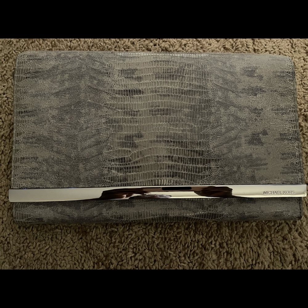 Michael Kors Leather Snake Print Clutch